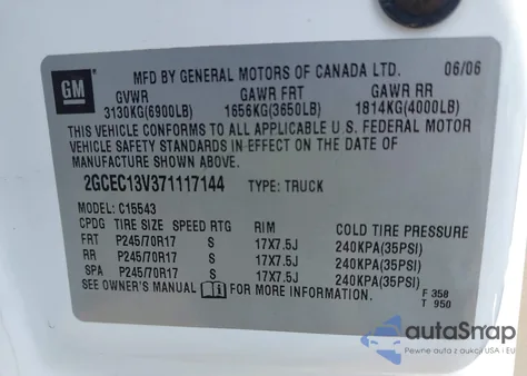 2007 Chevrolet Silverado 1500 Classic Ls z USA, uszkodzony, nr VIN 2GCEC13V371117144